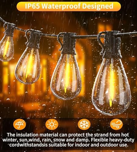120FT Outdoor String Lights,35 Waterproof Shatterproof Edison Bulbs, alternate view 4