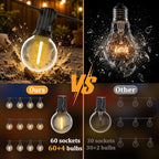120FT Outdoor String Lights, G40 LED Patio Lights with 64pcs Bulbs, Waterproof Shatterproof Dimmable Globe, alternate view 4