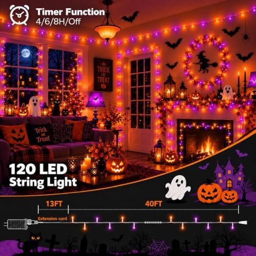 120LED 53FT Smart Color Changing Halloween String Lights RGB App & Remote, alternate view 5