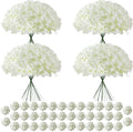 120Pcs White Hydrangea Artificial Flowers Bulk, Realistic Silk Fake Flowers with Stems, Faux Hydrangea Flowers