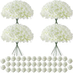 120Pcs White Hydrangea Artificial Flowers Bulk, Realistic Silk Fake Flowers with Stems, Faux Hydrangea Flowers