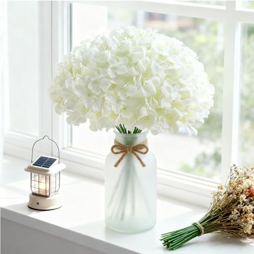 120Pcs White Hydrangea Artificial Flowers Bulk, Realistic Silk Fake Flowers with Stems, Faux Hydrangea Flowers, alternate