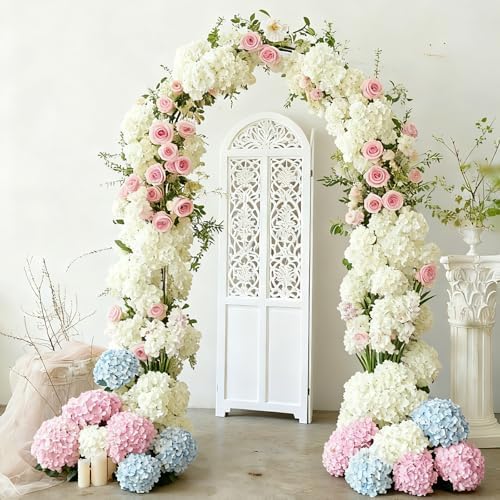 120Pcs White Hydrangea Artificial Flowers Bulk, Realistic Silk Fake Flowers with Stems, Faux Hydrangea Flowers, alternate