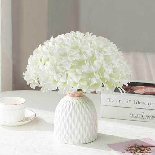 120Pcs White Hydrangea Artificial Flowers Bulk, Realistic Silk Fake Flowers with Stems, Faux Hydrangea Flowers, alternate