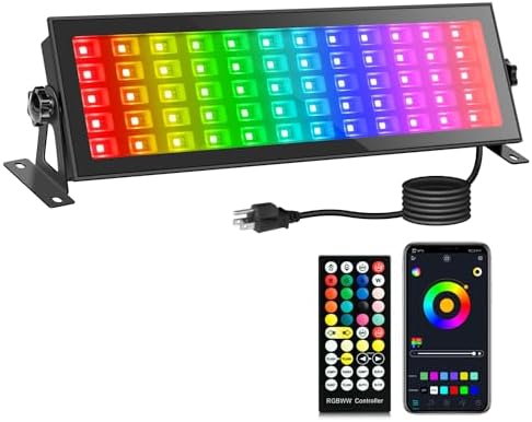 120W RGB Stage Light Bar - LED RGBCW Smart Wash Lights with APP and 40-key Remote Control, IP66 Waterproof Color