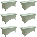 122 6-Pack 6ft Spandex Table Covers for Rectangle Standard Folding Tables - Wrinkle Resistant Stretch