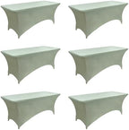 122 6-Pack 6ft Spandex Table Covers for Rectangle Standard Folding Tables - Wrinkle Resistant Stretch
