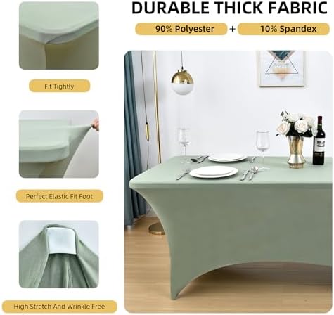122 6-Pack 6ft Spandex Table Covers for Rectangle Standard Folding Tables - Wrinkle Resistant Stretch, alternate view 3