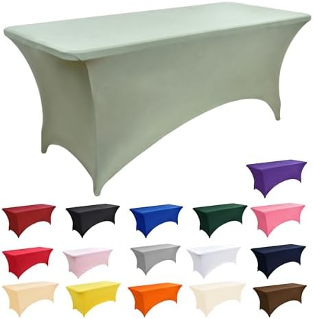 122 6-Pack 6ft Spandex Table Covers for Rectangle Standard Folding Tables - Wrinkle Resistant Stretch, alternate view 4