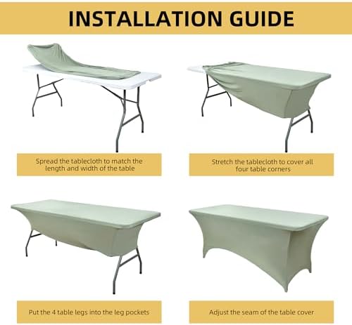 122 6-Pack 6ft Spandex Table Covers for Rectangle Standard Folding Tables - Wrinkle Resistant Stretch, alternate view 5