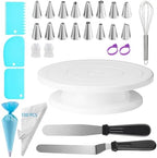 124 PCS Cake Decorating Kit with Cake Stand Turntable, Piping Bags and Tips Set, 100+1 Piping Bags, 12 Icing