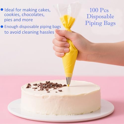 124 PCS Cake Decorating Kit with Cake Stand Turntable, Piping Bags and Tips Set, 100+1 Piping Bags, 12 Icing, alternate view