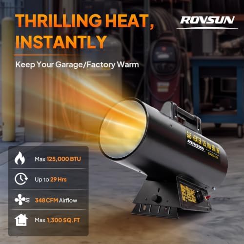 125,000BTU Forced Air Propane Heater with 10ft Hose and Regulator in Black, alternate view 3