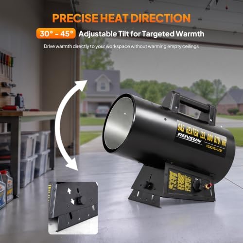 125,000BTU Forced Air Propane Heater with 10ft Hose and Regulator in Black, alternate view 6
