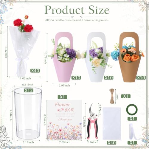 128 Pcs DIY Bloom Bar Flower Supplies Kit Wedding, Clear Bucket, alternate view 2