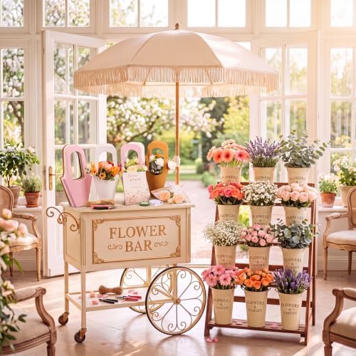 128 Pcs DIY Bloom Bar Flower Supplies Kit Wedding, Cream Bucket, alternate view 3