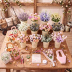 128 Pcs DIY Bloom Bar Flower Supplies Kit Wedding, Cream Bucket, alternate view 4