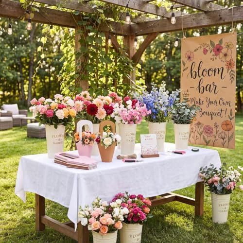128 Pcs DIY Bloom Bar Flower Supplies Kit Wedding, Cream Bucket, alternate view 5