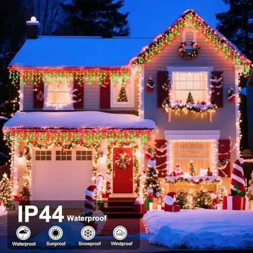 1280 LED 132ft Christmas Lights Outdoor with 240 Drops 8 Modes Curtain Fairy Lights Plug in Waterproof Timer, alternate view