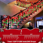 1280 LED 132ft Christmas Lights Outdoor with 240 Drops 8 Modes Curtain Fairy Lights Plug in Waterproof Timer, alternate view