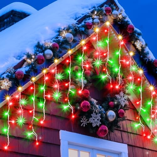 1280 LED 132ft Christmas Lights Outdoor with 240 Drops 8 Modes Curtain Fairy Lights Plug in Waterproof Timer, alternate view