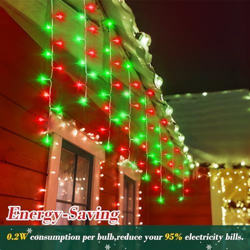 1280 LED 132ft Christmas Lights Outdoor with 240 Drops 8 Modes Curtain Fairy Lights Plug in Waterproof Timer, alternate view
