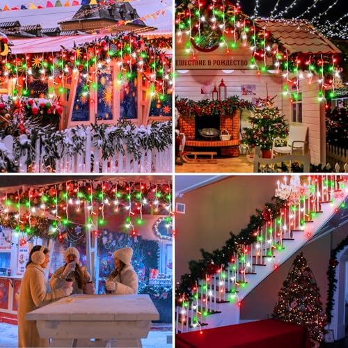 1280 LED 132ft Christmas Lights Outdoor with 240 Drops 8 Modes Curtain Fairy Lights Plug in Waterproof Timer, alternate view