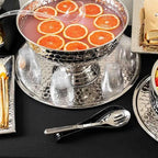 12848 Hive Collection Round Serving Tray, Stainless Steel with Mirror Honeycomb Pattern, Flat Display Tray for, alternate
