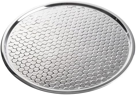 12848 Hive Collection Round Serving Tray, Stainless Steel with Mirror Honeycomb Pattern, Flat Display Tray for, alternate
