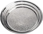 12848 Hive Collection Round Serving Tray, Stainless Steel with Mirror Honeycomb Pattern, Flat Display Tray for, alternate