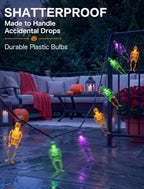 12FT 20 LED Orange Green Purple Halloween Skeleton String Lights, alternate view 4