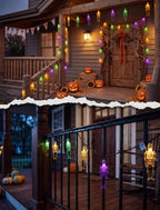 12FT 20 LED Orange Green Purple Halloween Skeleton String Lights, alternate view 6