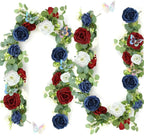 12FT Artificial Eucalyptus Flower Garland with Butterflies - Pack of 2 Fake Rose Faux Greenery Eucalyptus