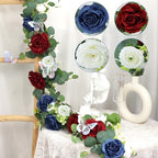 12FT Artificial Eucalyptus Flower Garland with Butterflies - Pack of 2 Fake Rose Faux Greenery Eucalyptus, alternate view 2