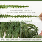 12FT Christmas Norfolk Pine Garland Real Touch for Mantle Decoration, alternate view 6