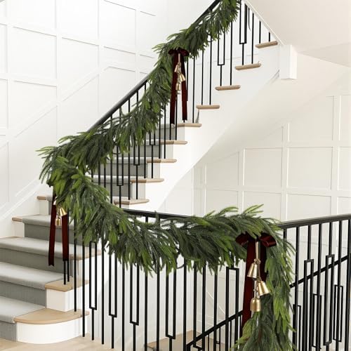 12FT Christmas Norfolk Pine Garland Real Touch Pine Artificial Garlands Faux Greenery Garland Winter Christmas