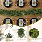 12FT Christmas Norfolk Pine Garland Real Touch Pine Artificial Garlands Faux Greenery Garland Winter Christmas, alternate