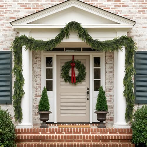 12FT Christmas Norfolk Pine Garland Real Touch Pine Artificial Garlands Faux Greenery Garland Winter Christmas, alternate