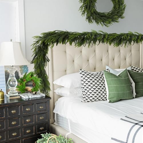 12FT Christmas Norfolk Pine Garland Real Touch Pine Artificial Garlands Faux Greenery Garland Winter Christmas, alternate