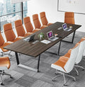 12FT Conference Table with Cable Management Grommets - Modern Rectangle Office Meeting/Boardroom Table with