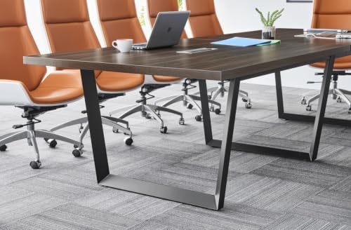 12FT Conference Table with Cable Management Grommets - Modern Rectangle Office Meeting/Boardroom Table with, alternate view 6