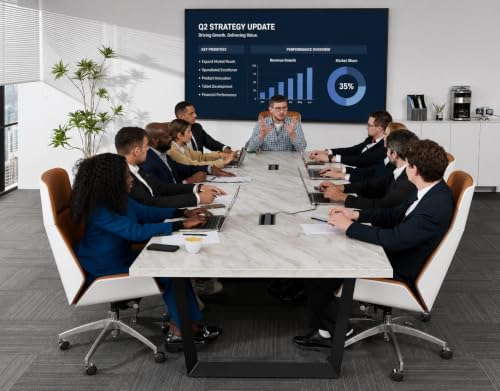 12FT Conference Table with Cable Management Grommets - Modern Rectangle Office Meeting/Boardroom Table with, alternate view 3