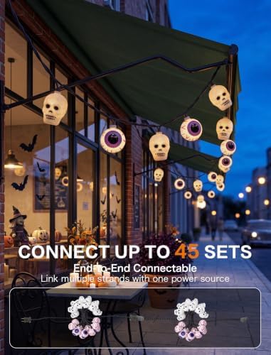 12FT Halloween String Lights with 20 LED Eyeball Skull Lights, alternate view 3