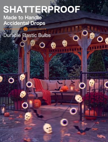 12FT Halloween String Lights with 20 LED Eyeball Skull Lights, alternate view 4