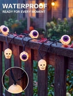 12FT Halloween String Lights with 20 LED Eyeball Skull Lights, alternate view 5