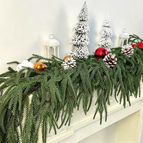 12FT Norfolk Pine Garland, Realistic Artificial Christmas Greenery Decor in Green, alternate view 3