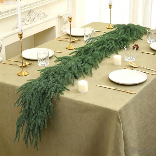 12FT Norfolk Pine Garland, Realistic Artificial Christmas Greenery Decor in Green, alternate view 6