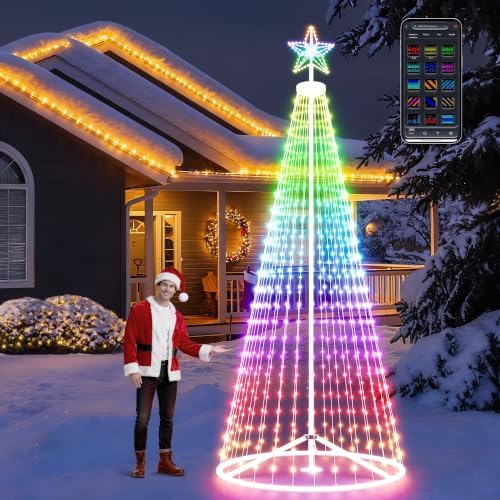 12FT Outdoor Christmas Tree - Smart Christmas Tree Outdoor Lighted Decoration, x-mas Star Tree Bluetooth App