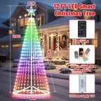 12FT Outdoor Christmas Tree - Smart Christmas Tree Outdoor Lighted Decoration, x-mas Star Tree Bluetooth App, alternate view