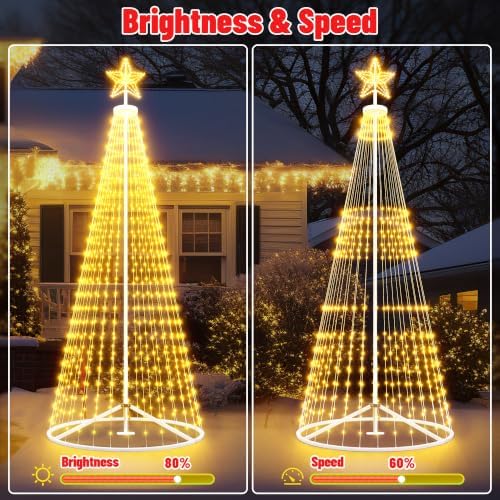 12FT Outdoor Christmas Tree - Smart Christmas Tree Outdoor Lighted Decoration, x-mas Star Tree Bluetooth App, alternate view